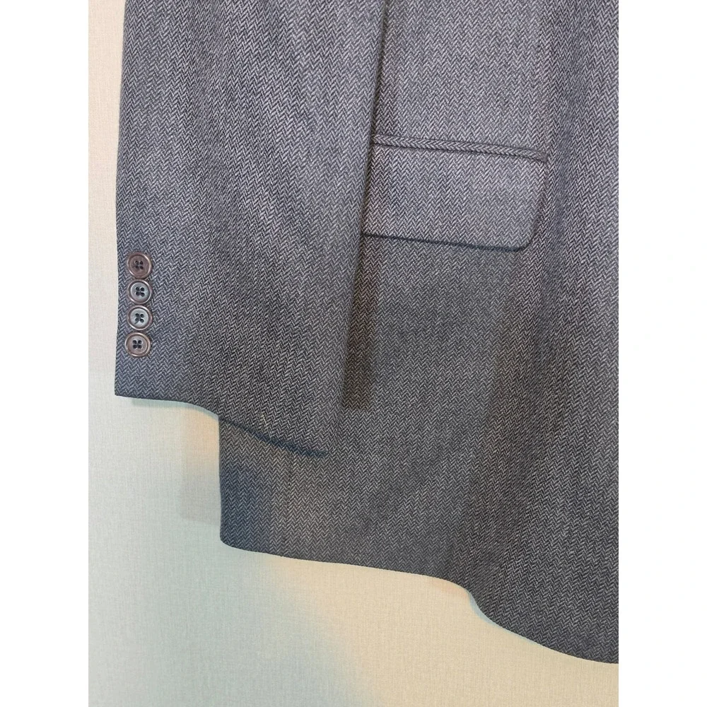 Brooks Brothers 346 Grey Herringbone Lambswool Blazer Sport Coat Mens 48 RG